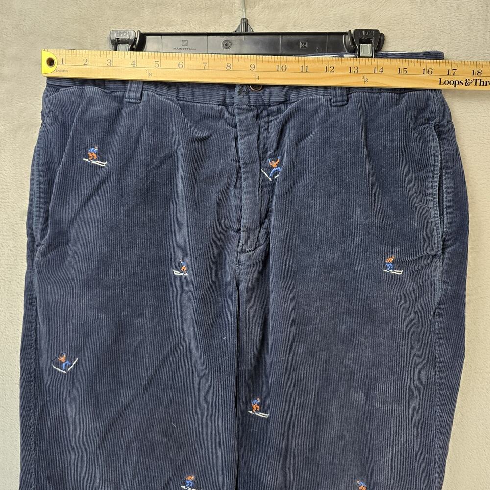 J.CREW Relaxed Corduroy Pants Mens 34x32 (Fits 33x30) Blue Ski Embroidered - Picture 10 of 14